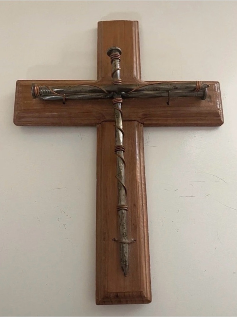 Hand Crafted Brown and Silver Wall Cross
